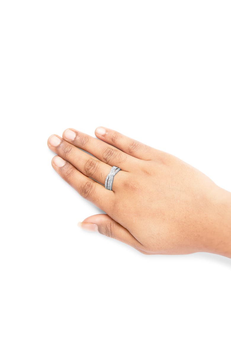 Haus of Brilliance 10K White Gold 3/4 Cttw Princess Natural Diamond Split Shank and Weave Band Ring, Alternate, color, White