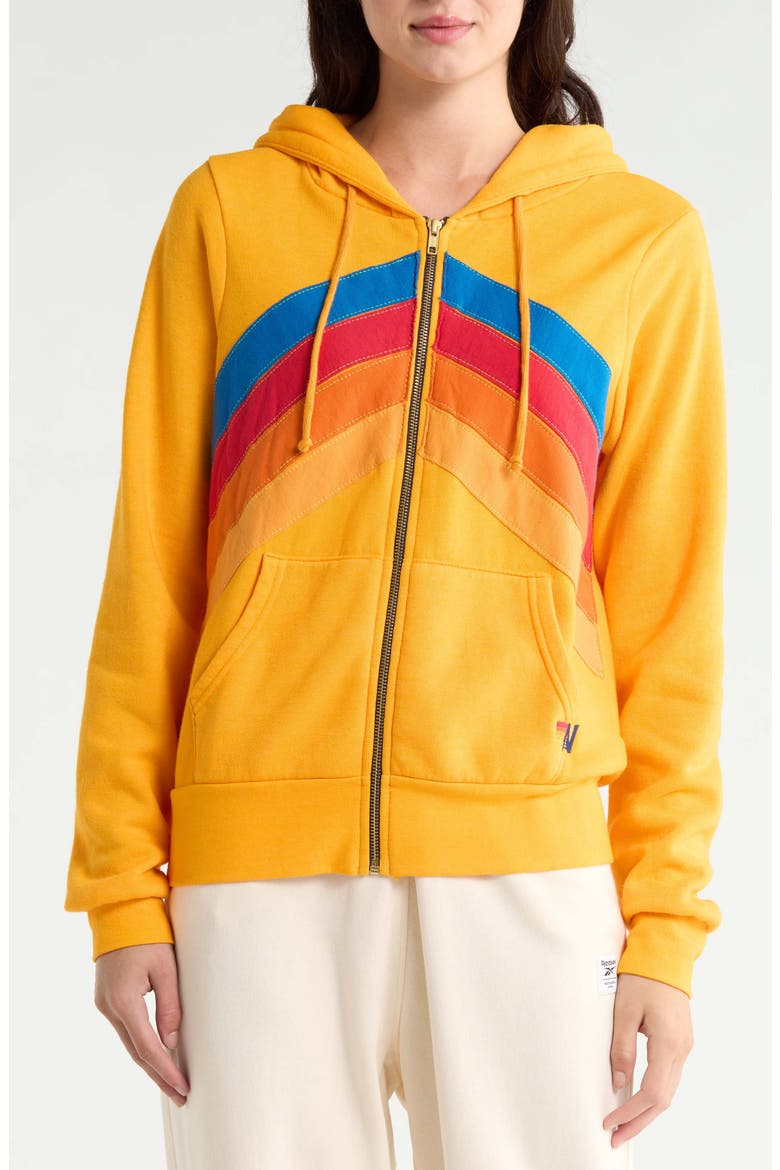 Mountain Stitch Chevron Zip Hoodie, Alternate, color, GOLD
