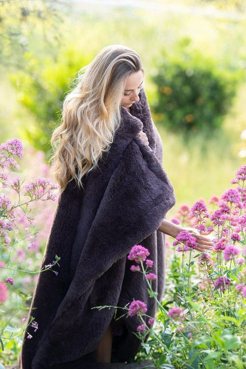 Sea To Me Blankets Heavenly Hermosa Faux Fur Throw Blanket In Brown