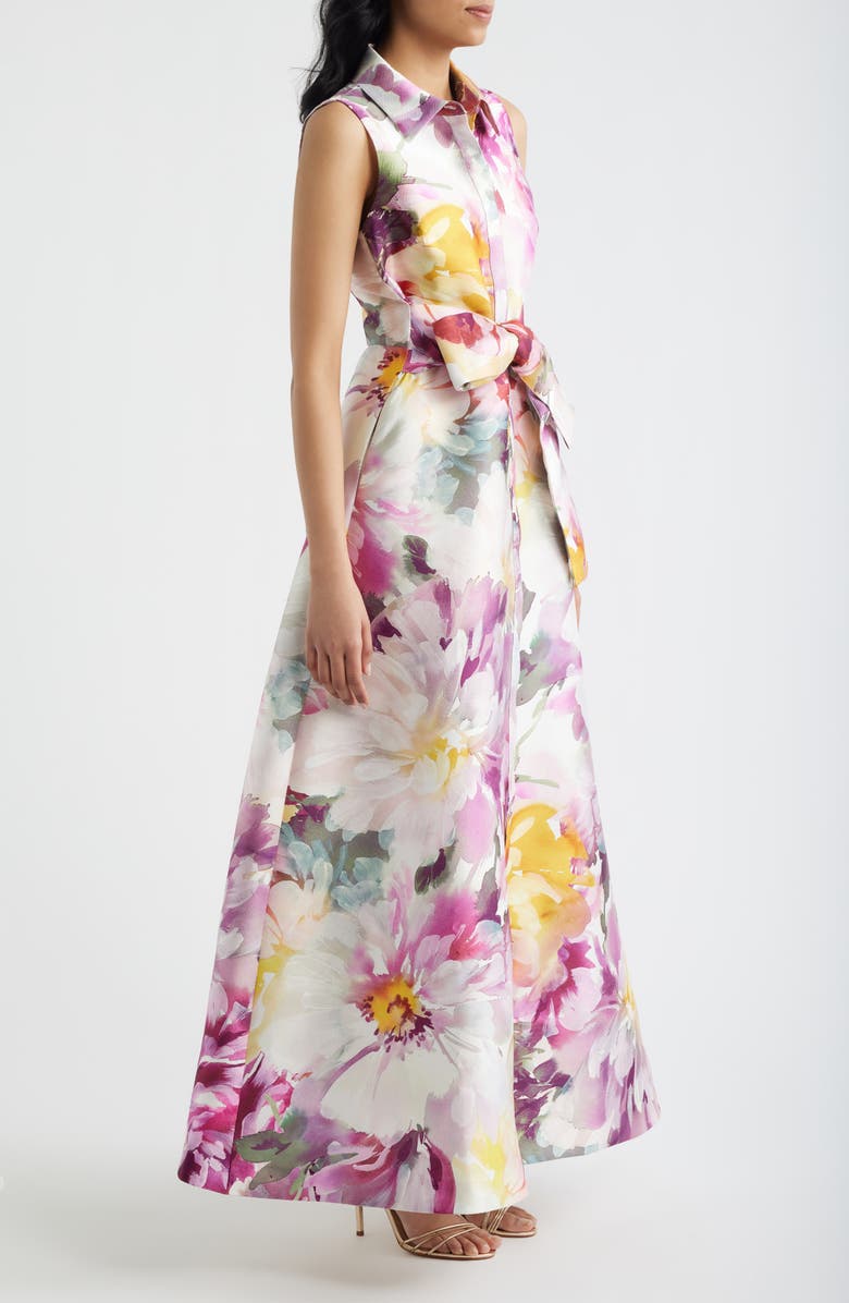 Julia Jordan Floral Satin Gown, Alternate, color, Pink Multi