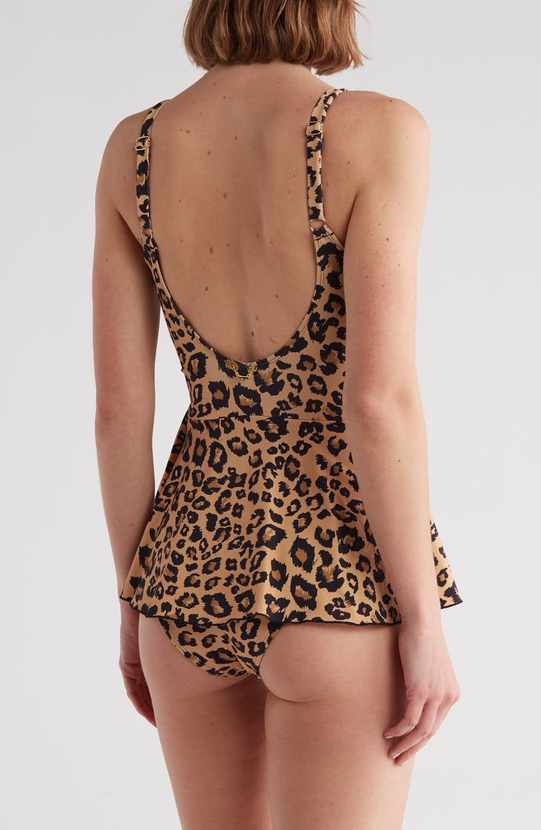 Betsey Johnson Leopard Print Faux Wrap Swim Dress, Alternate, color, 