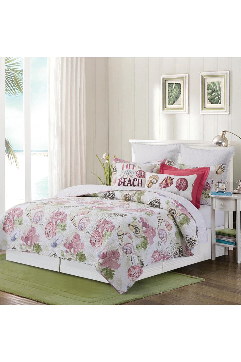 Vilano Bay Cotton Quilt Set  - Reversible and Machine Washable, Main, color, Pink