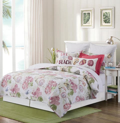 Vilano Bay Cotton Quilt Set  - Reversible and Machine Washable