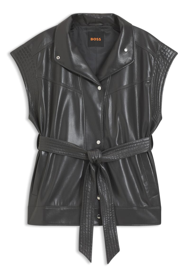 Jacaro Belted Faux Leather Vest, Main, color, OPEN GREY