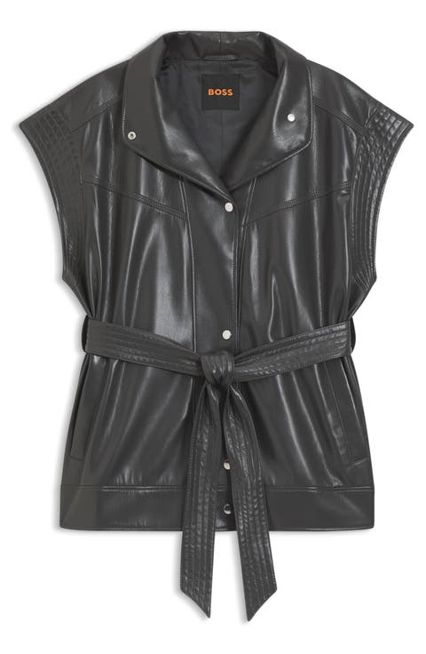 Jacaro Belted Faux Leather Vest