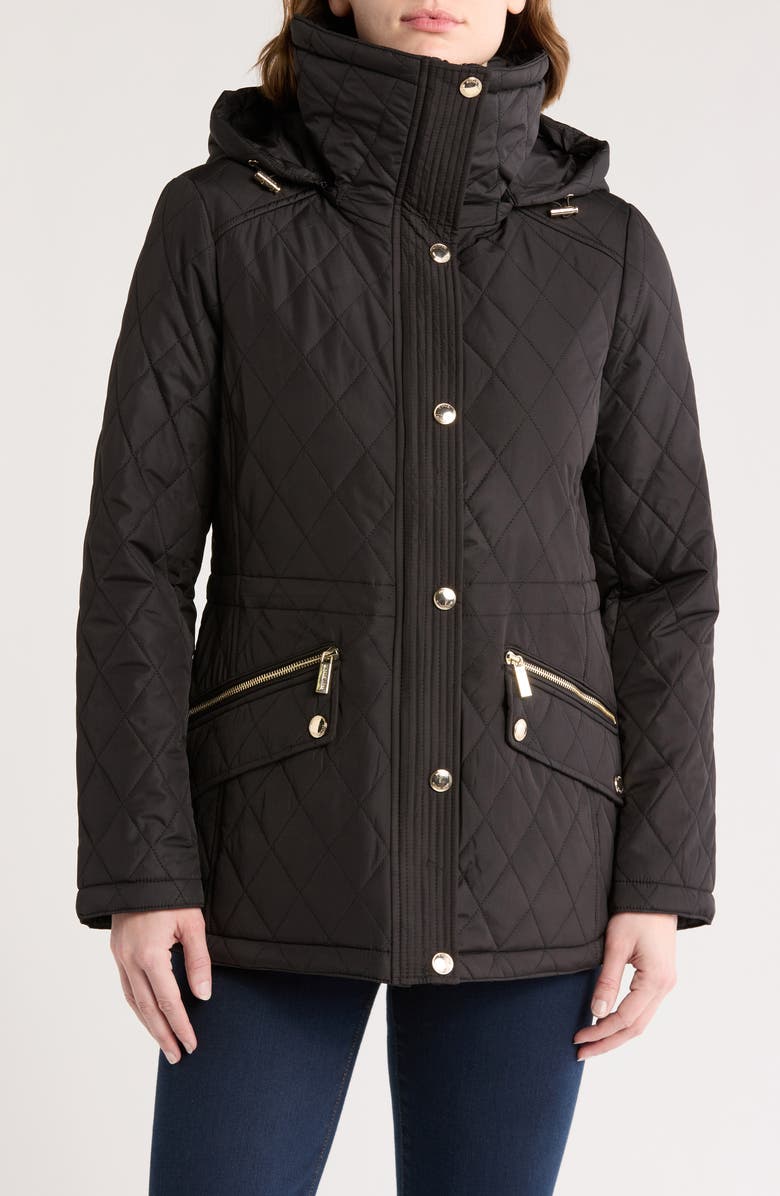 Michael Kors Diamond Quilted Zip Front Jacket, Main, color,