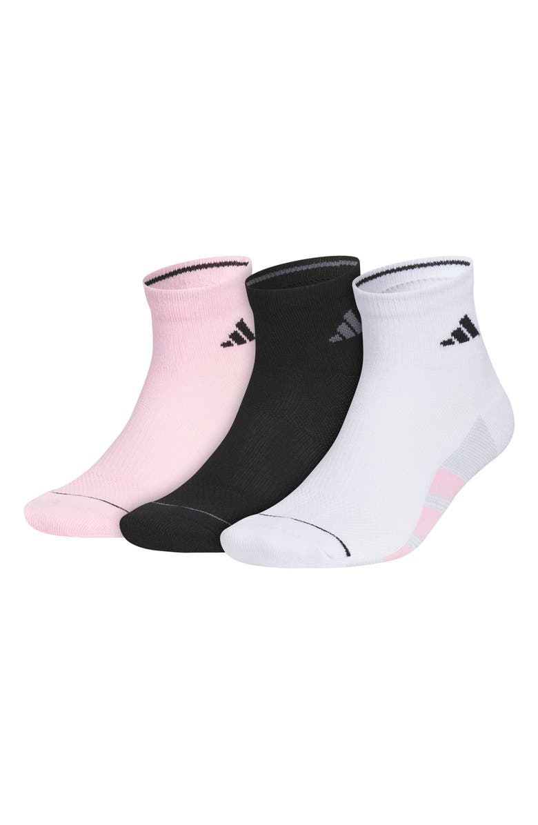 adidas Assorted 3-Pack All Day Training Quarter Socks, Main, color, True Pink/ Black/ White
