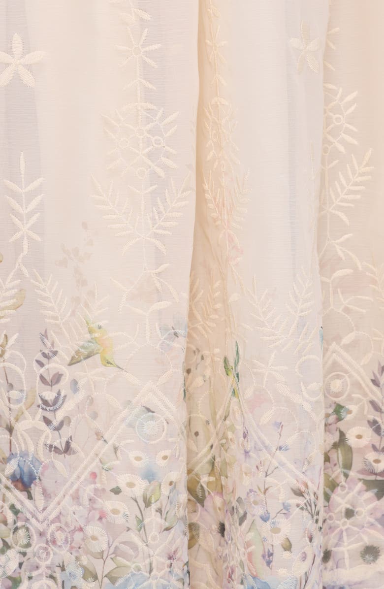 Petal & Pup Kayt Print Embroidered Strapless Maxi Dress, Alternate, color, Embroidered Floral