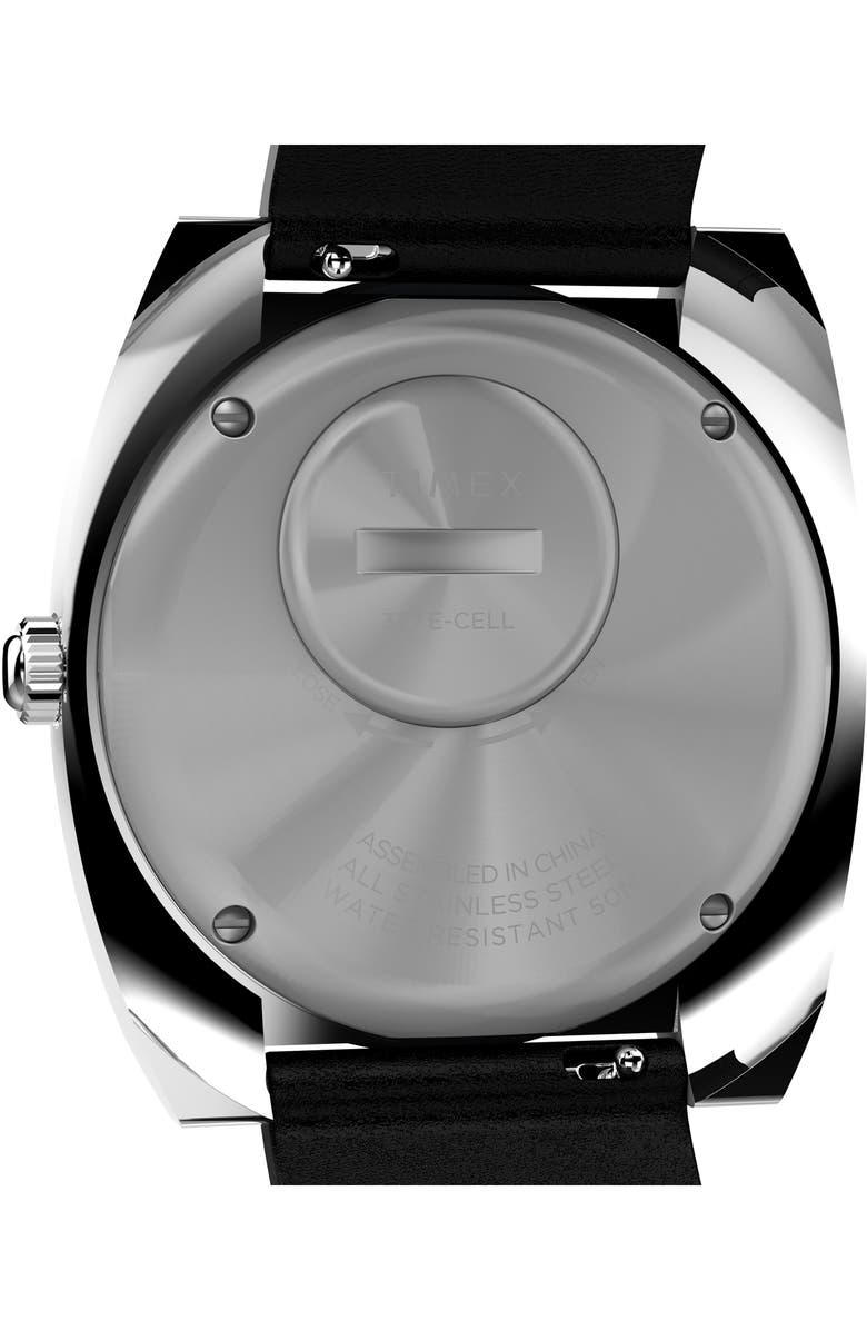 Timex<sup>®</sup> World Time Reissue Leather Strap Watch, 39mm, Alternate, color, Black