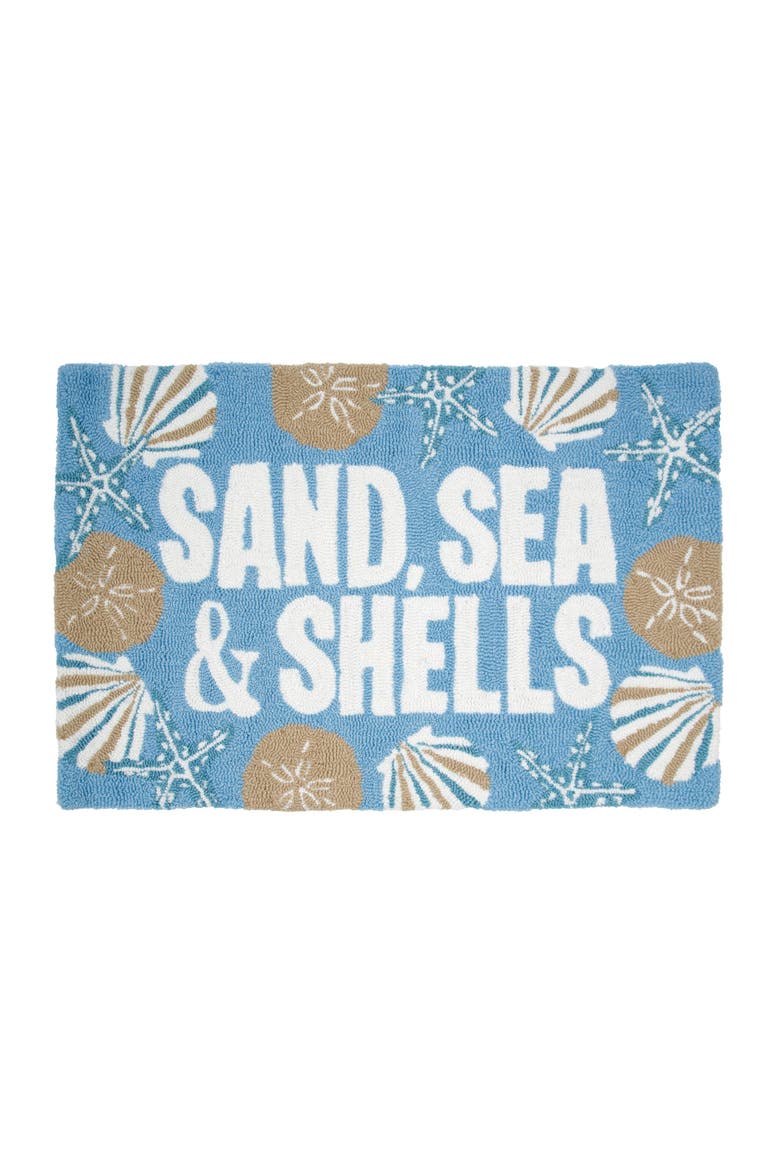 Sand Sea & Shells Hooked Rug, Main, color, Blue