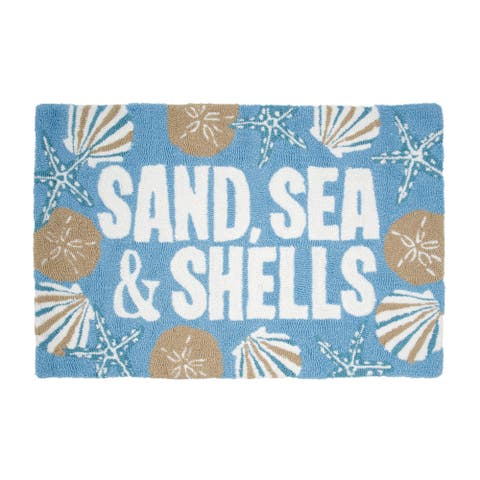 Sand Sea & Shells Hooked Rug