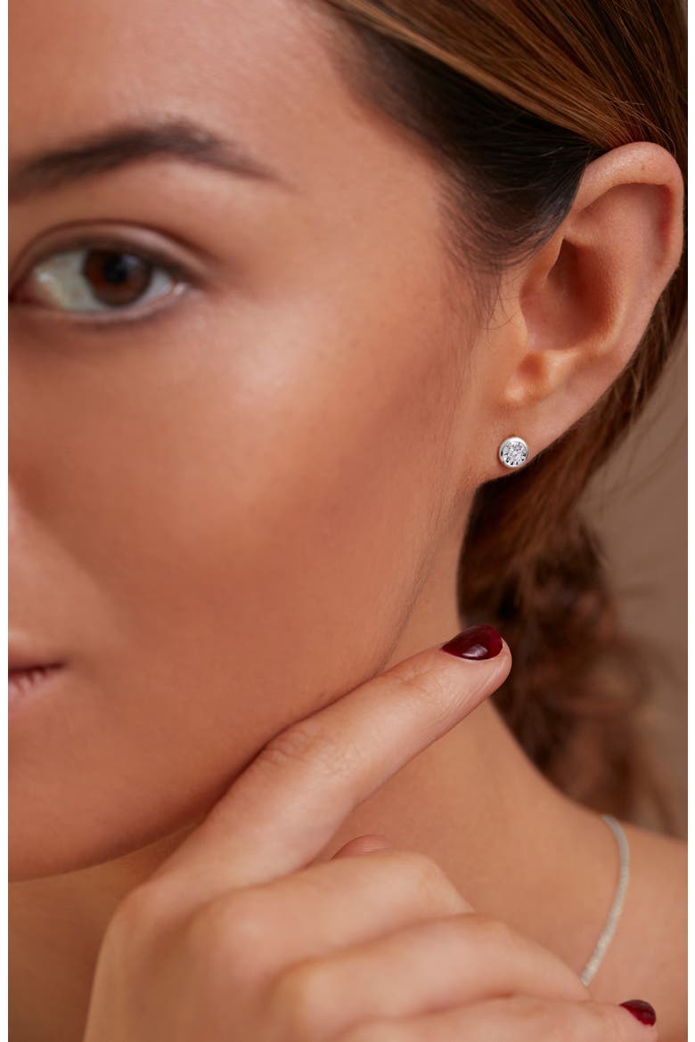 Diamond Solitaire Stud Earrings, Alternate, color, SILVER