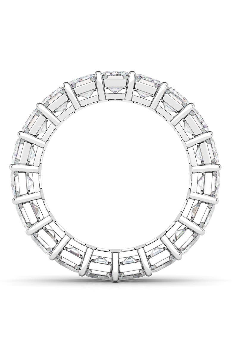 HauteCarat Emerald Cut Lab Created Diamond 18K Gold Eternity Band, Alternate, color, White Gold