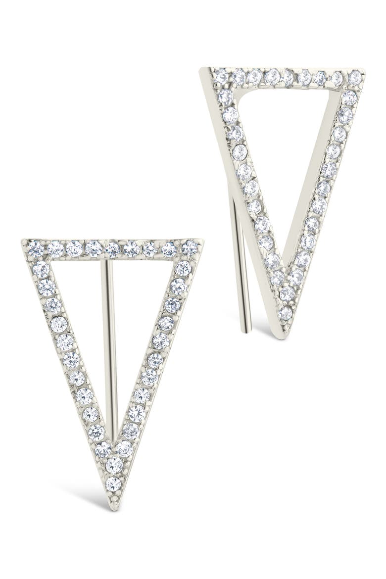 Janine Cubic Zirconia Geometric Threader Earrings, Main, color, SILVER