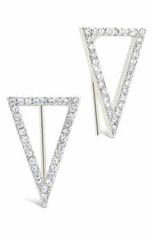 Sterling Forever Janine Cubic Zirconia Geometric Threader Earrings