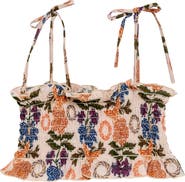 Agua Bendita Kids' Giselle Fiore Smocked Crop Top