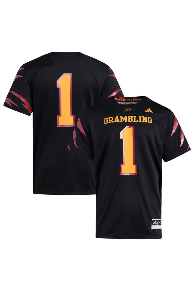 Men's adidas Black Grambling Tigers Premier Strategy Jersey, Main, color, Black