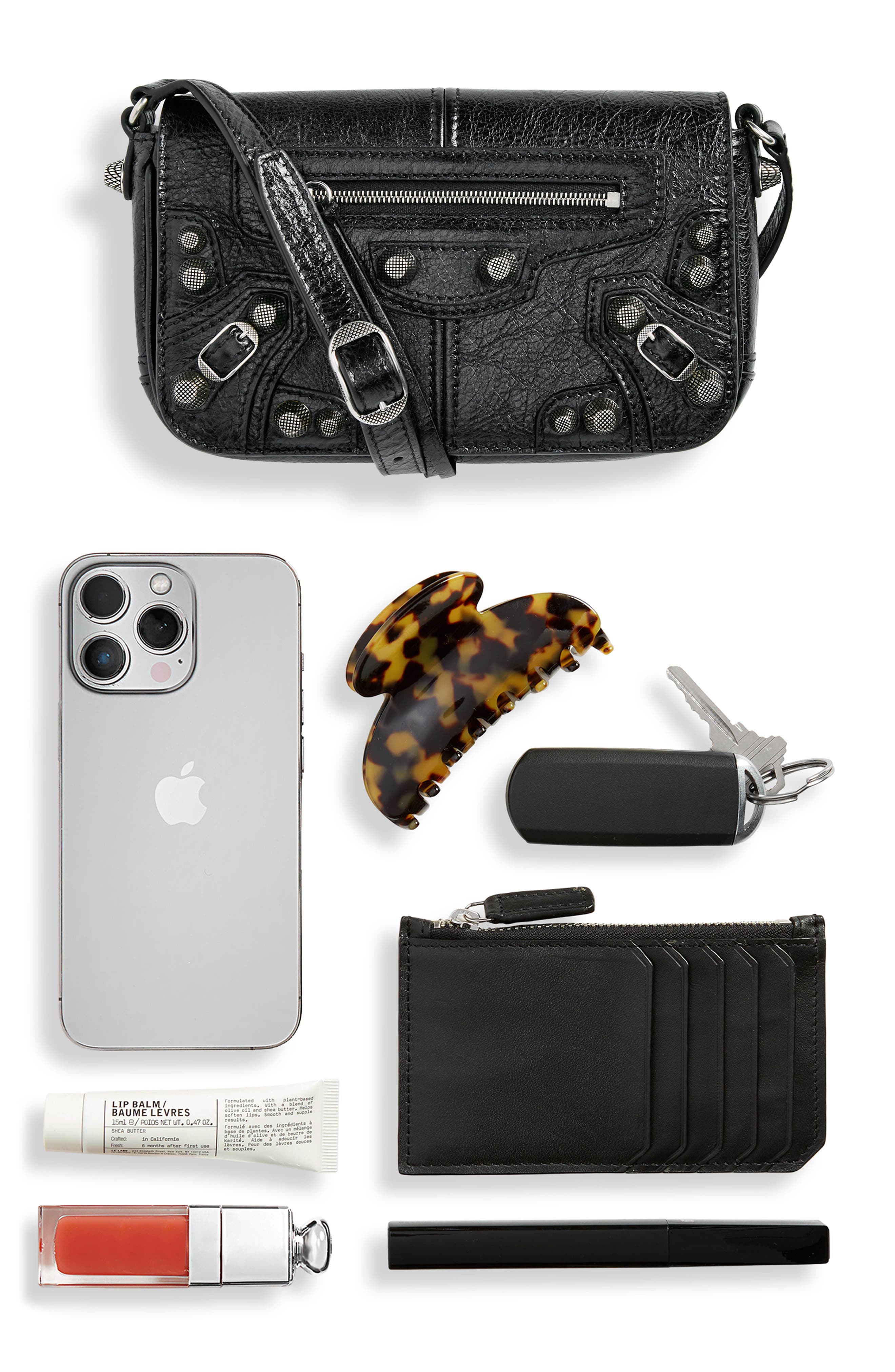 Mini Le Cagole Flap Leather Shoulder Bag, Alternate, color, BLACK