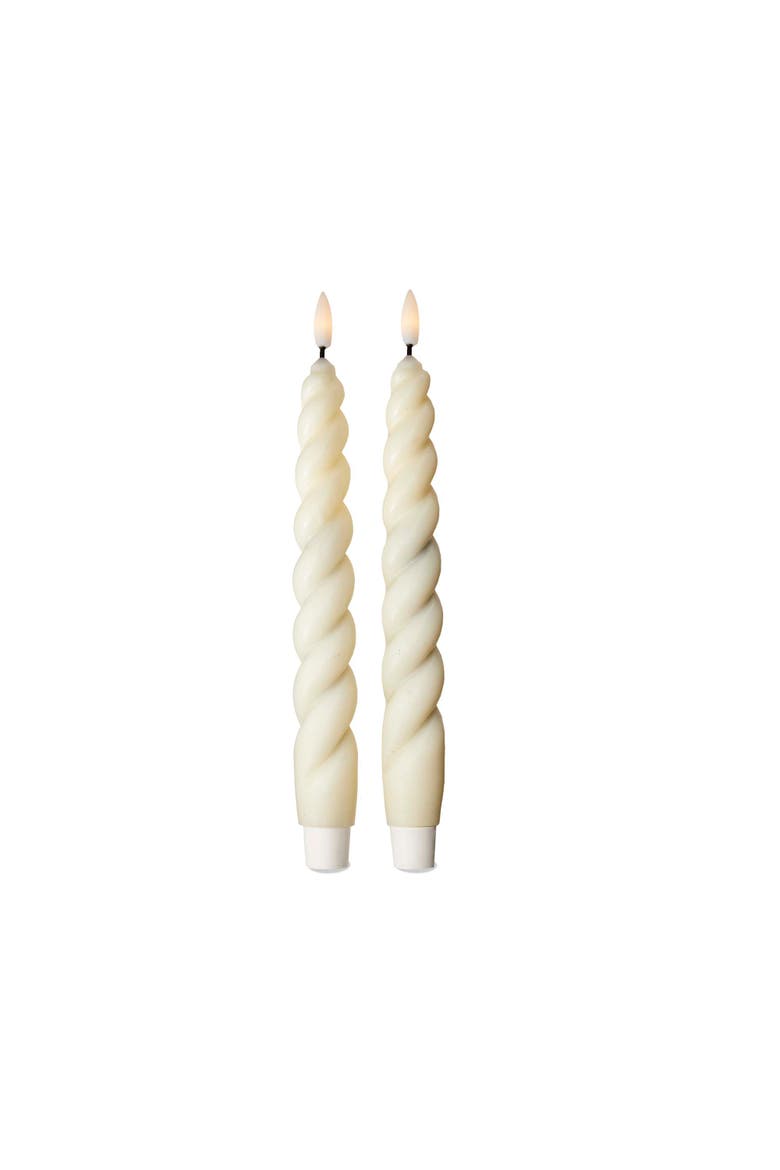 Spiral LED Taper Candles Flameless Ivory Paraffin Wax Set, Main, color, Beige