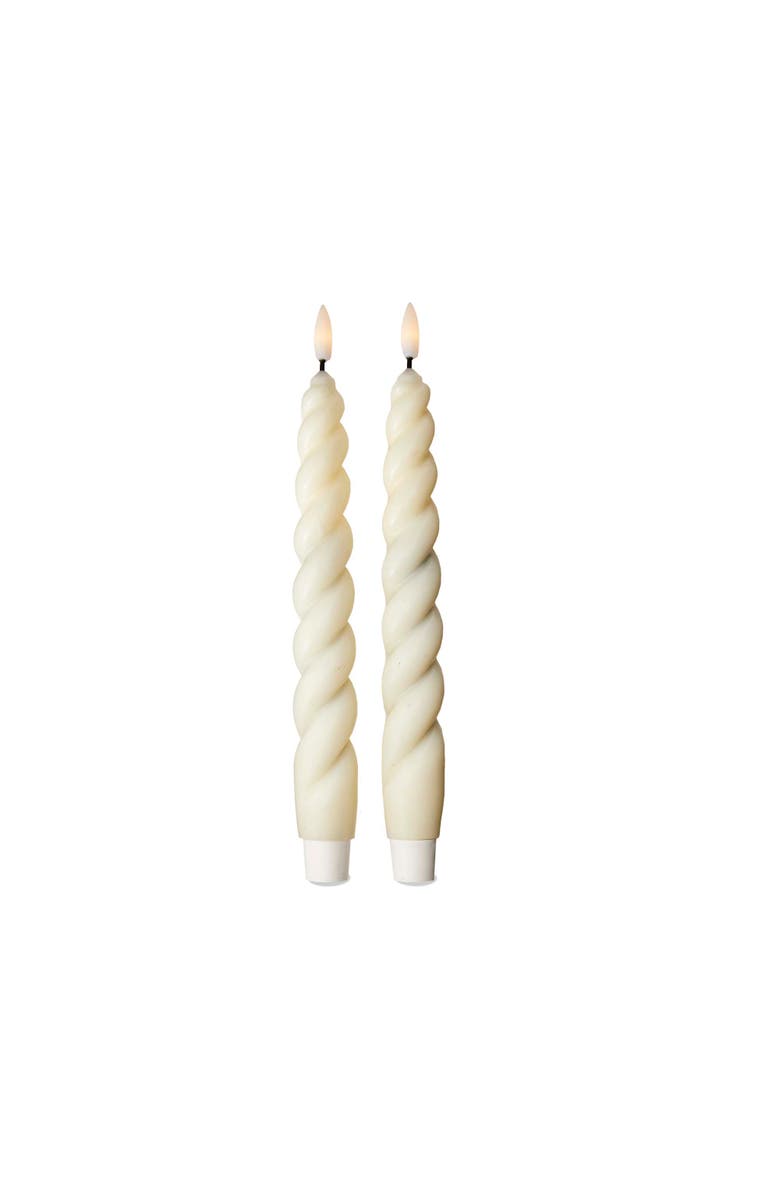 tag Spiral LED Taper Candles Flameless Ivory Paraffin Wax Set, Main, color, Beige