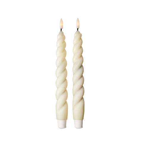 Tag Spiral Led Taper Candles Flameless Ivory Paraffin Wax Set In Neutral