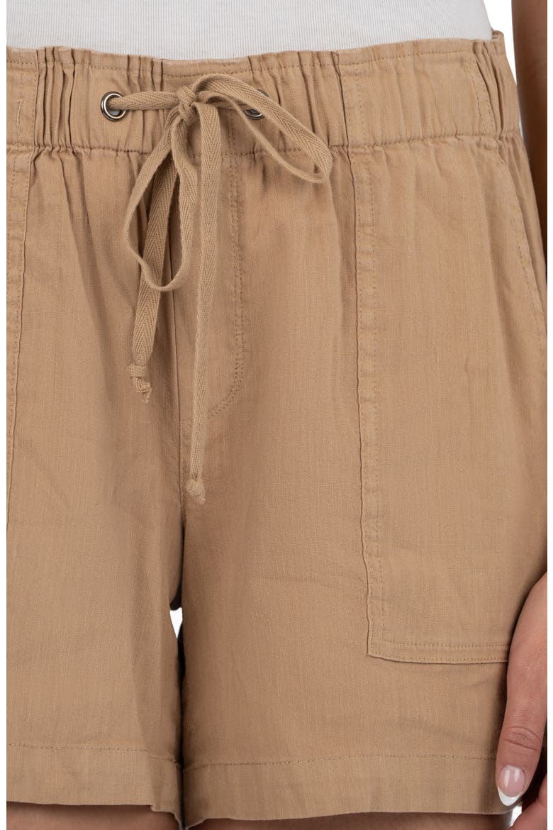 Katana Drawstring Linen Blend Shorts, Alternate, color, KHAKI
