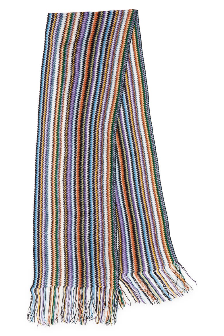 Micro Zigzag Long Scarf, Alternate, color, MULTI PRINT