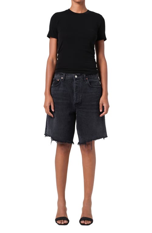 Agolde Indra Distressed Denim Shorts In Bounce