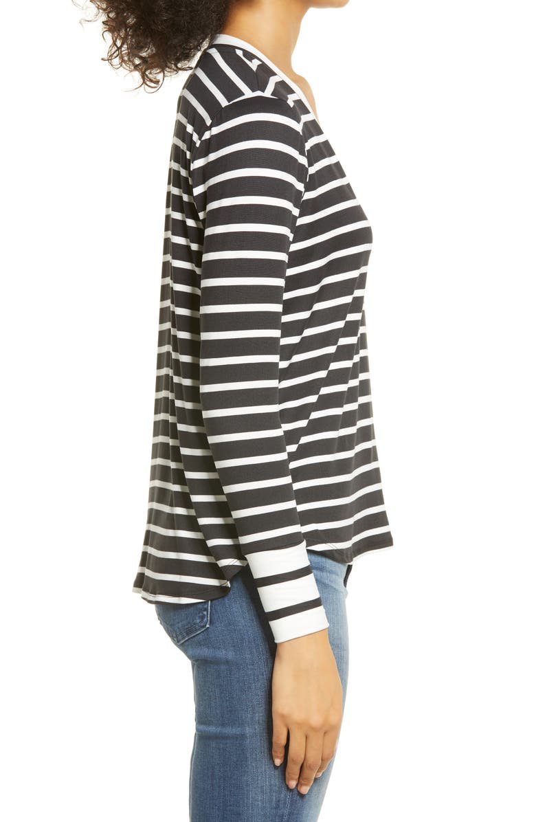 Bobeau Stripe V-Neck Butter Top, Alternate, color,
