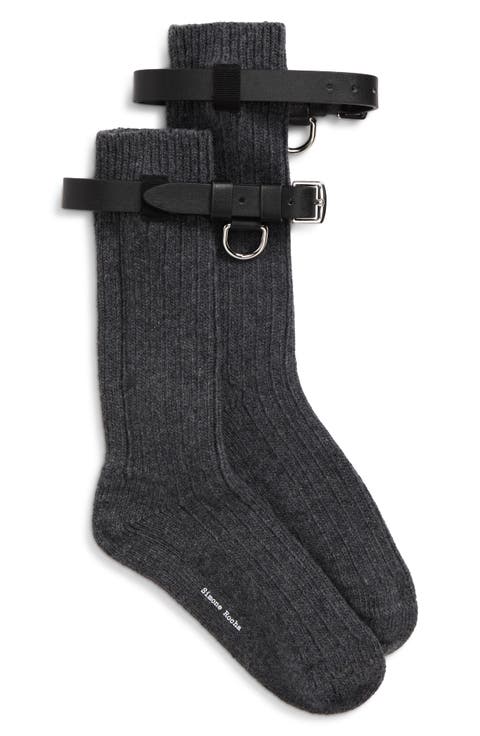 Belted Chunky Wool Blend Ankle Socks