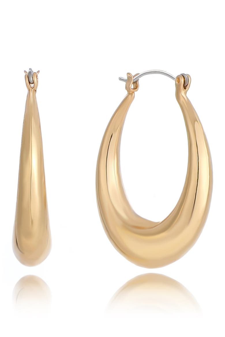 Puffy Oval Hoop Earrings, Main, color, GOLD