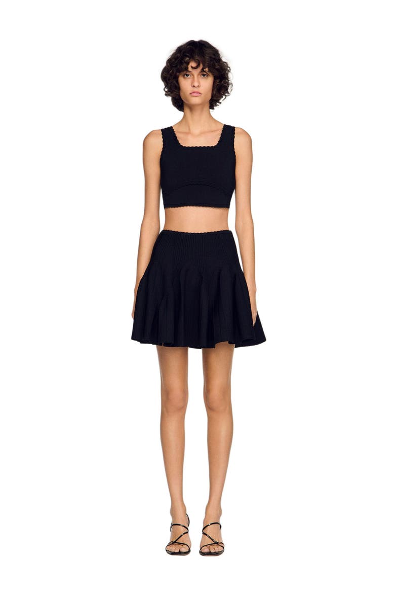 Cropped decorative knit sweater, Alternate, color, Black