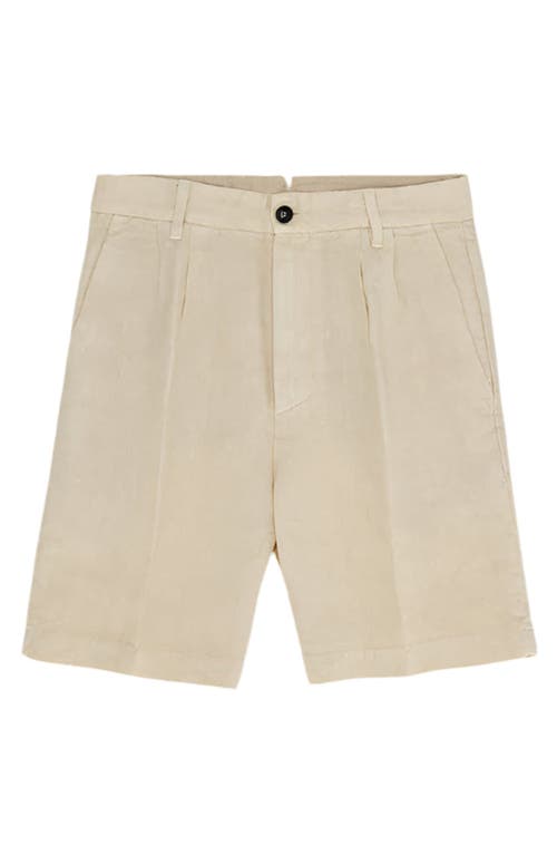 Fortela Beachshort Linen Short With Pleats In Neutral