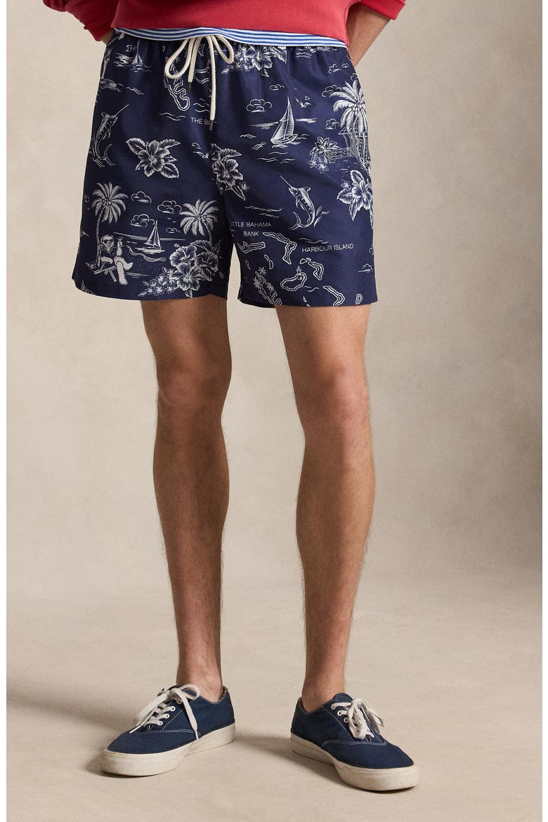 Traveler Classic Polo Bear Print Swim Trunks, Alternate, color, HARBOR ISLAND BEAR