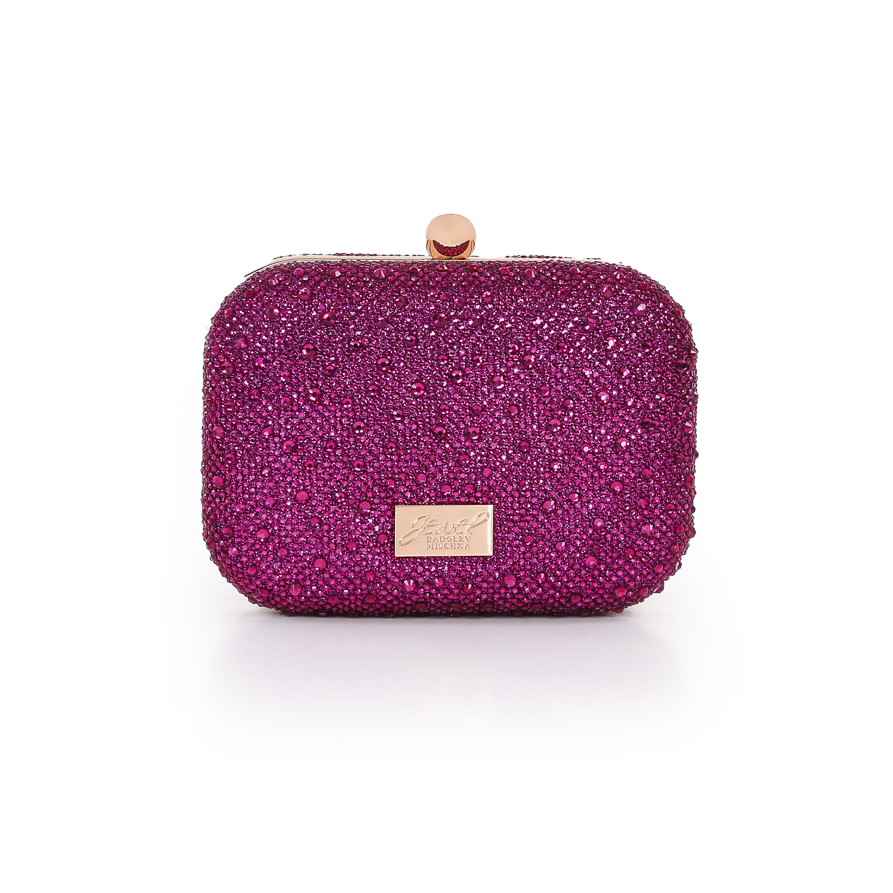 Celest Crystal Mini Minaudiere Clutch, Alternate, color, Fuchsia