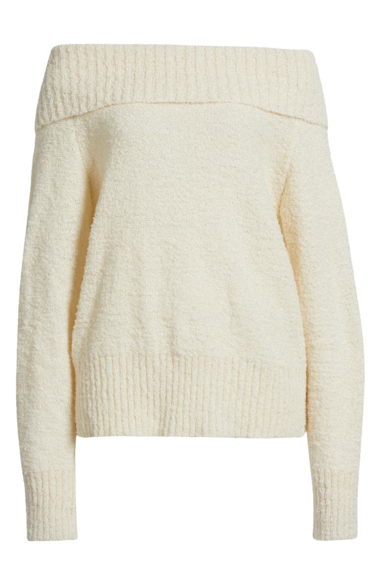 Princess Polly Parkley Bouclé Off-the-Shoulder Sweater, Alternate, color, Cream