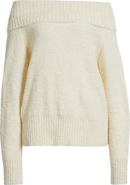 Princess Polly Parkley Bouclé Off-the-Shoulder Sweater