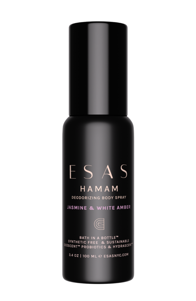 Esas NYC Jasmine & White Amber Hamam Organic Deo Body Spray - Jasmine & Creamy Vanilla, Main, color, Black