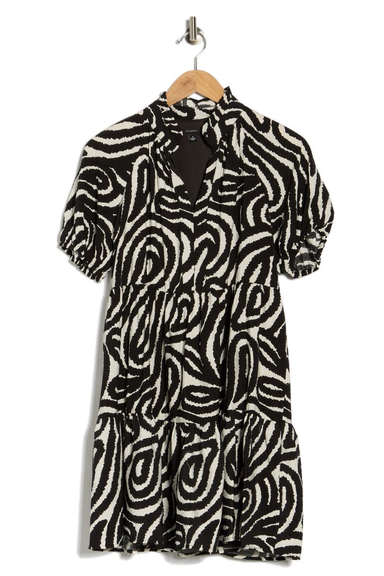 Puff Sleeve Slub Dress, Alternate, color, CREAM MULTI