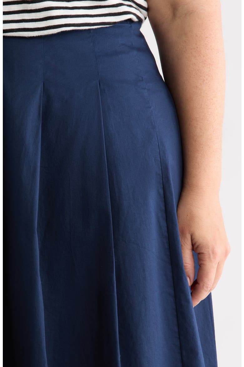 Stretch Cotton Poplin Midi Skirt, Alternate, color, NAVY STILL