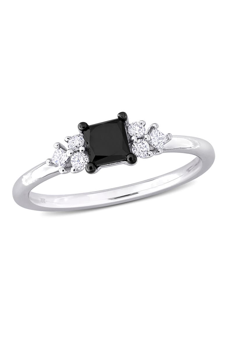 Black & White Diamond Princess-Cut Seven-Stone Ring 14k, Main, color, 14k White Gold