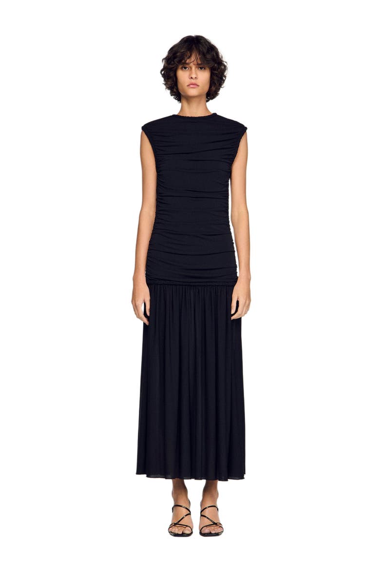 Draped maxi dress, Main, color, Black