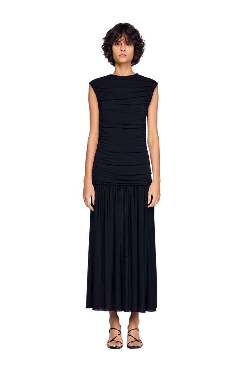 SANDRO Draped maxi dress, Main, color, Black