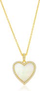 SIMONA Mother-of-Pearl & Cubic Zirconia Heart Pendant Necklace