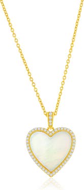 SIMONA Mother-of-Pearl & Cubic Zirconia Heart Pendant Necklace