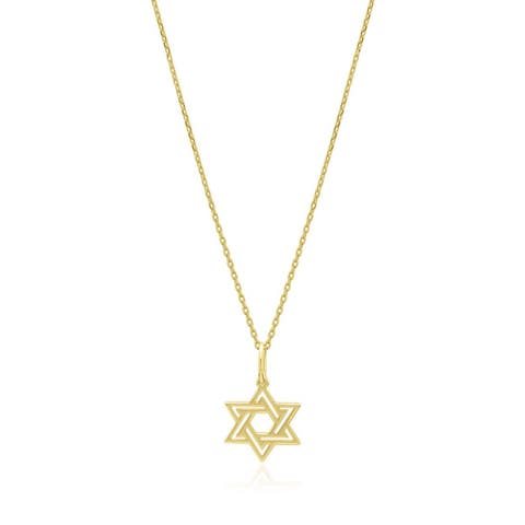 Double Gold Star of David Necklace