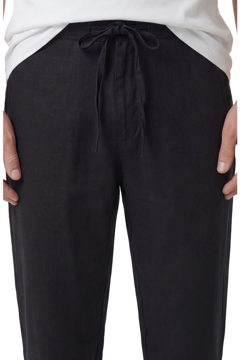 Solid Linen Drawstring Pant, Alternate, color, BLACK
