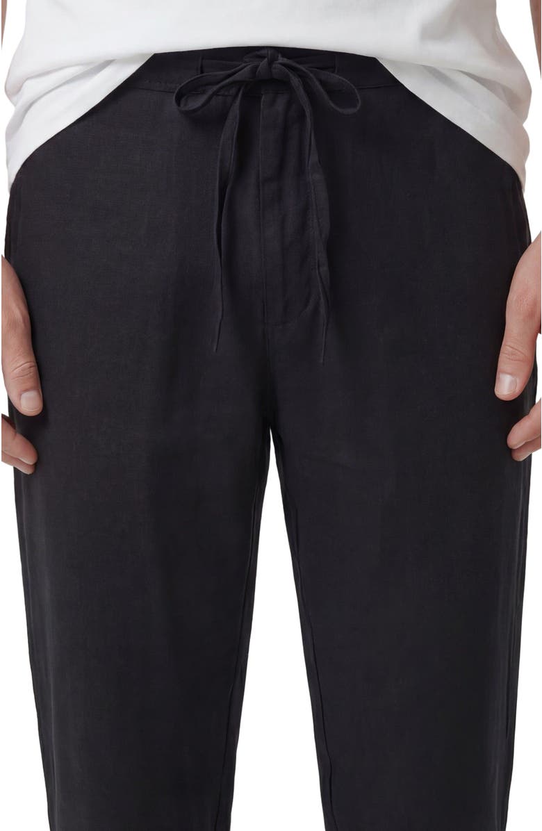 Lords of Harlech Solid Linen Drawstring Pant, Alternate, color, Black