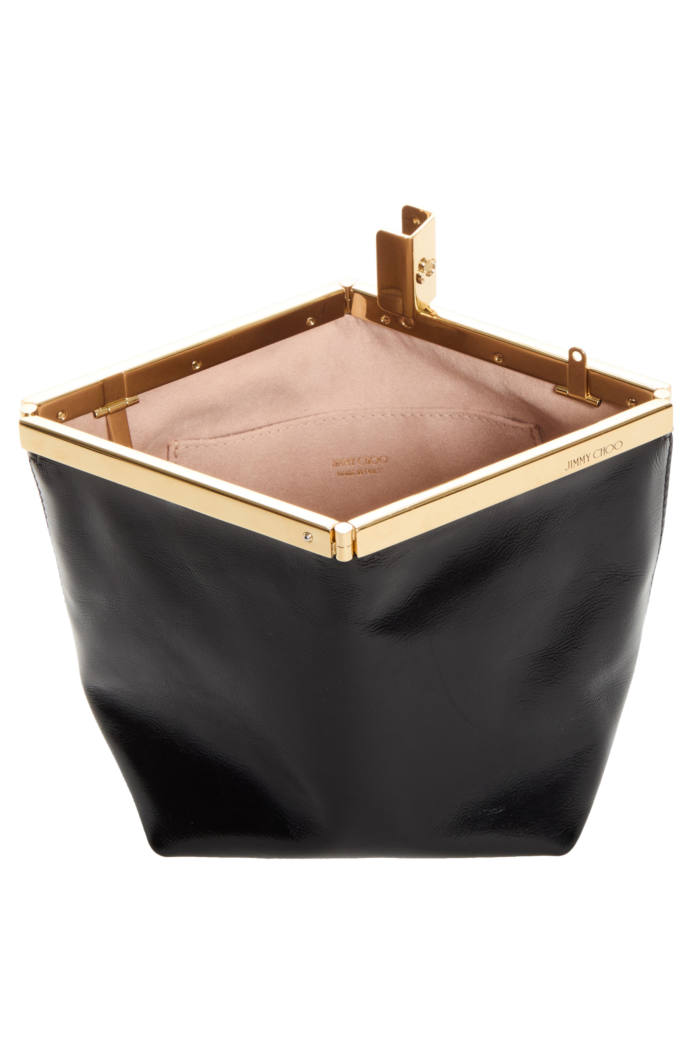 Ganache Leather Clutch, Alternate, color, BLACK/ GOLD