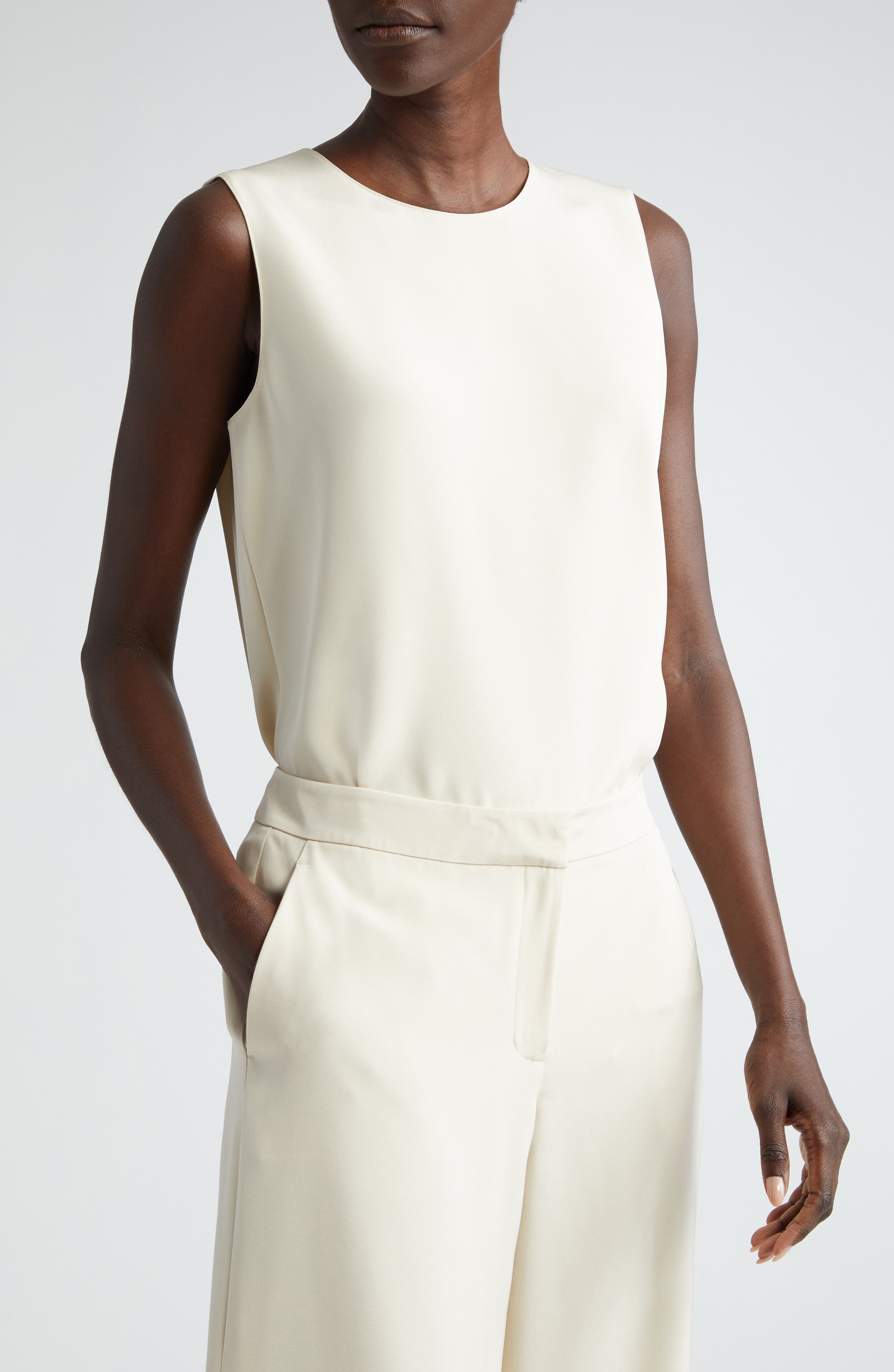 Lafayette 148 New York Adela Sleeveless Stretch Silk Blouse